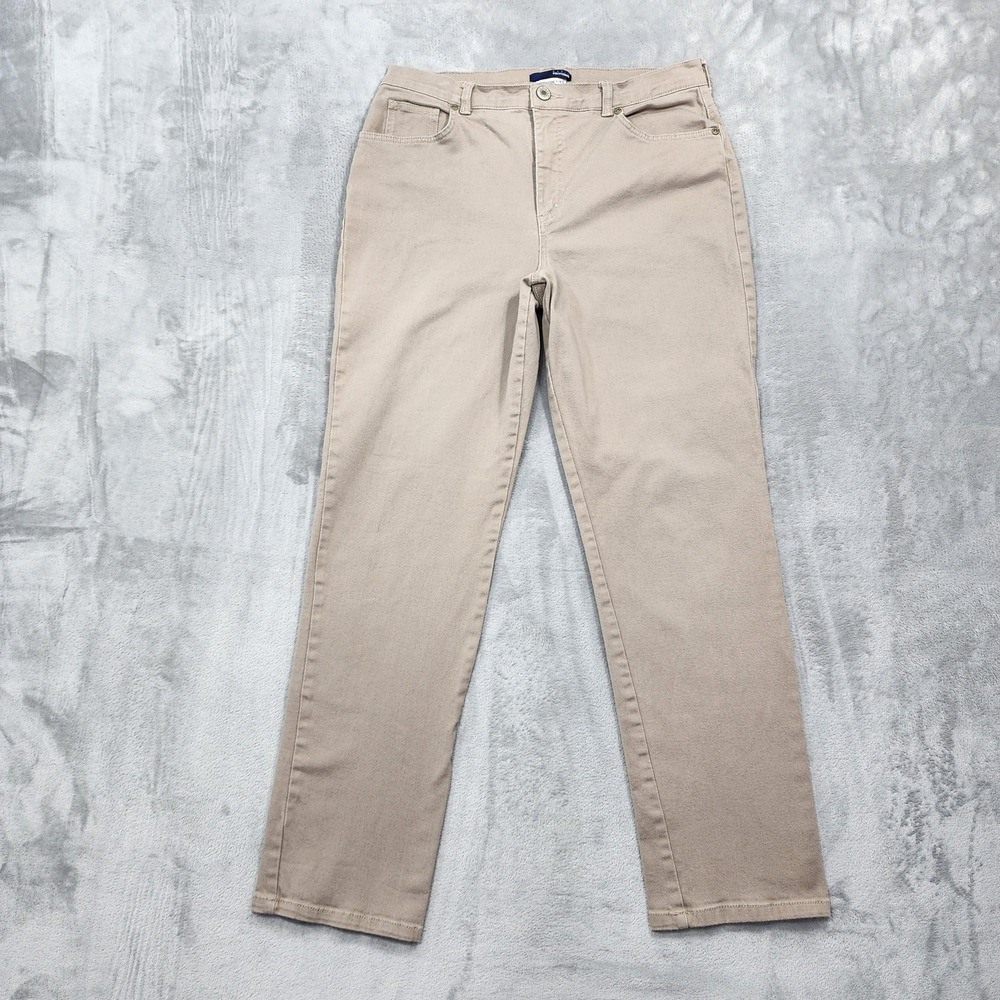 Vintage Basic Editions Jeans Womens‎ 12 Beige High Rise Straight Classic Stretch